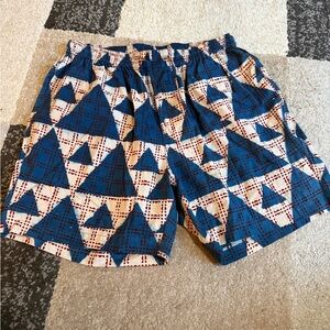 Kardo Olbia Blue and White Block Print Shorts- XXL